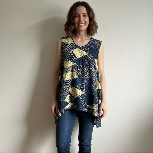 April Cornell Tops - April Cornell Sz M Patchwork Relaxed Sleeveless Blouse